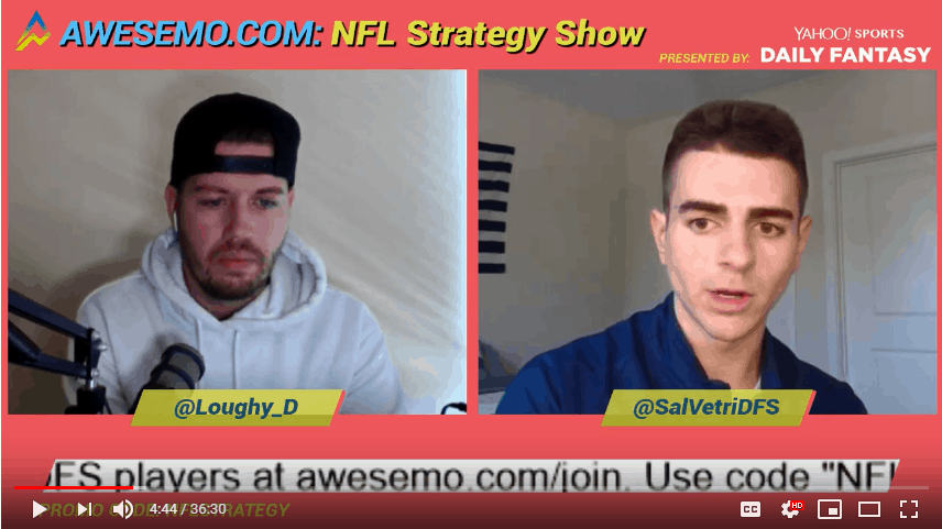 Dave Loughran and Sal Vetri sit down to discuss the NFL DFS lineup building and lineup construction on DraftKings & FanDuel.