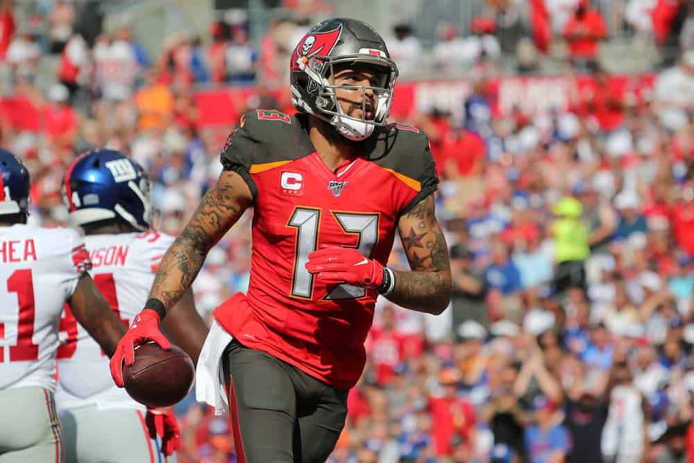 Yahoo NFL DFS Picks today tonight free expert daily fantasy football rankings ownership projections optimal lineup optimizer tonight Week 11 Monday Night FOotball Giants vs. Buccaneers tonight MIke Evans Tom Brady