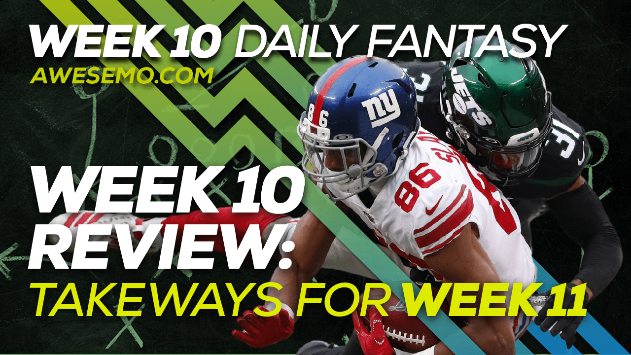 Dave Loughran and Manny Lora recap the Week 10 NFL DFS slate and discuss their FanDuel and DraftKings lineups and their lessons learned.