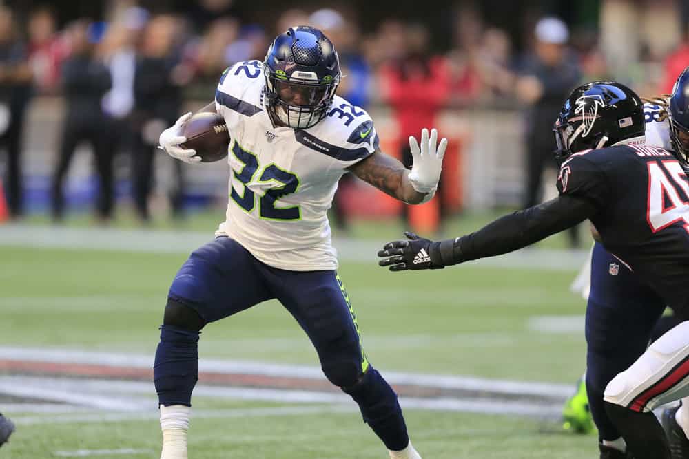 NFL Daily fantasy picks Week 2 DraftKings FanDuel Chris Carson boom bust ownership rankings projections free expert Awesemo pro plays