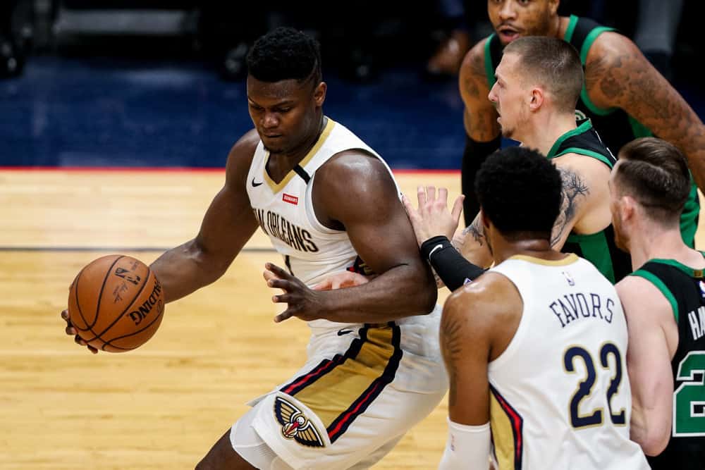 NBA DFS action on Sunday, April 11, locks at 7:00 p.m. ET with an eight-game main slate on Yahoo, DraftKings and FanDuel. Before locking in lineups, make sure to check out Awesemo’s daily fantasy basketball picks, rankings and projections. Let’s dig into some NBA DFS picks and daily fantasy basketball, including Zion Williamson, Khris Middleton, Jrue Holiday and more. Don't forget to head over to the Awesemo NBA DFS HOME PAGE for more great written daily fantasy basketball content, including the FREE Deep Dive — the most in-depth article in the industry. NBA DFS Picks: Building Blocks, Sunday, April 11th Yahoo Play of the Day — Zion Williamson: New Orleans Pelicans at Cleveland Cavaliers Awesemo's Preliminary Point Projections: Yahoo and FanDuel: 44.54 | DraftKings: 45.11 Awesemo's Preliminary Rostered Projections: Yahoo 24.2% | FanDuel 22.8% | DraftKings 19.6% DFS Salary: Yahoo $46 | FanDuel $9,700 | DraftKings $9,400 Cleveland was destroyed last night by the Toronto understudies 135-115 and I shudder to think how they will even remotely be able to deal with Zion Williamson. Jarrett Allen and Larry Nance Jr are both on the shelf which leaves Kevin Love, if he plays on the back-to-back, Isaiah Hartenstein and Dean Wade as the underwhelming frontcourt options.  Lonzo Ball, Jason Hart and Nickeil Alexander-Walker are all out but Brandon Ingram is back from his injury. While it may seem farfetched, Zion could be in the mix for a triple-double. The second year phenom has lead the team with eight and six assists each of the last two games and he should easily reach double-digit rebounds against the Cavs. Add in the 20+ field goal attempts and we have ourselves an amazing cornerstone option. Khris Middleton: Milwaukee Bucks at Orlando Magic Awesemo's Preliminary Point Projections: Yahoo and FanDuel: 40.67 | DraftKings: 42.62 Awesemo's Preliminary Rostered Projections: Yahoo 12.8% | FanDuel 23.6% | DraftKings 14.8% DFS Salary: Yahoo $35 | FanDuel $7,800 | DraftKings $8,000 The Bucks unlikely to have the services of Giannis Antetokounmpo tonight as he is dealing with a sprained ankle. On Friday most of the regulars stayed on the sideline as the Charlotte Hornets handed the Bucks their third straight home loss. They have also lost their last three games as well as six of their last nine. It is time for them to refocus and start taking care of business. Looking at NBA WOWY we can see that when Khris Middleton is alongside Giannis, he averages 1.01 Yahoo fantasy points per minute with a 21.6% usage rate. Without the two-time reigning NBA MVP on the floor, Middleton sees nearly a 20% increase in production to 1.25 fantasy points per minute with a 31.3% usage rate. For perspective that usage rate is elite and would land him in the top ten. For what it is worth, Giannis has a 32.2% usage rate on the season. Jrue Holiday: Milwaukee Bucks at Orlando Magic Awesemo's Preliminary Point Projections: Yahoo and FanDuel: 38.96 | DraftKings: 39.4 Awesemo's Preliminary Rostered Projections: Yahoo 22% | FanDuel 9.6% | DraftKings 9.6% DFS Salary: Yahoo $34 | FanDuel $8,700 | DraftKings $8,200 Similar to his teammate, Jrue Holiday also sees a boost in production when Giannis Antetokounmpo is sidelined. Holiday averages 1.01 Yahoo fantasy points per minute and a 18.5% usage rate with Giannis. Without hi he gets a mega-boost to 1.32 fantasy points per minute on the strength of a 28.0% usage rate. Most of this increase is the result of additional field goal attempts. Good Value Los Angeles Clippers vs. Detroit Pistons Detroit has put a big giant stamp on the season as they are now mailing it in unabashedly. Kawhi Leonard is getting a long weekend having been ruled out for rest. The Clippers next game is on Tuesday against the Pacers in Indianapolis which should be a fun matchup. Los Angeles is favored by a dozen points and even though we saw some wild outcomes last night with both the short-handed Lakers and Raptors pulling off wins, it is highly unlikely that the Pistons can manufacture that kind of miracle. Paul George is reasonably priced on Yahoo at $36 and DraftKings at $8,400 and we know he can rack up the fantasy production quickly. There is risk here regarding his upside, but in each of his last two games he dropped 50 Yahoo fantasy points in 34 minutes against Phoenix and Portland. Marcus Morris and Nicholas Batum stand out as the players most likely to benefit from Leonard's absence. Luke Kennard has a nice "Remember me?" matchup and he may actually get 25+ minutes after having fallen out of the rotation for stretches this season. Terance Mann is a wildcard who has performed well in mop up duty and there should be plenty of that tonight. Ivica Zubac is also a solid option, but he is more of a late-slate play as projecting him for more than 24-26 minutes does not seem likely. Finally if you need an absolute dart throw on the late-slate then Patrick Patterson is your guy. Stay away from DeMarcus Cousins who is unlikely to exceed 8-10 minutes tonight. Risky Value Ja Morant: Memphis Grizzlies at Indiana Pacers Awesemo's Preliminary Point Projections: Yahoo and FanDuel: 35.19 | DraftKings: 37.18 Awesemo's Preliminary Rostered Projections: Yahoo 23.2% | FanDuel 21.2% | DraftKings 17.0% DFS Salary: Yahoo $27 | FanDuel $7,000 | DraftKings $7,000 There is no questioning the talent of Ja Morant, however, like many young players he is maddeningly inconsistent. Typically this manifests when he is not looking to score which results in single-digit field goal attempts and poor overall fantasy production. The other wrinkle is that Memphis does not usually have any player on the court for more than 32-34 minutes and only Morant is averaging more than 30 minutes this season at just 31.6 per appearance. Looking at the Awesemo Boom/Bust tool we can see that there is a solid 16.2% probability that Morant is in the DraftKings optimal lineup. This is appropriately reflected by his projected popularity of 17.0%. However there is only an 18.3% chance that he exceeds his "boom" score of 5x salary + 10 or 45.0 DraftKings points. Conversely there is a 40.0% likelihood that he falls below his "bust" threshold of 5x salary or 35.0 DraftKings points. Indiana is not an easy opponent and in tournaments I would prefer to let other gamers assume the risk of a pedestrian performance from Morant. Yahoo Daily Fantasy Basketball Discount Dandies James Ennis: ORL vs. MIL - $10 Isaiah Hartenstein: CLE vs. NOP - $14 Marcus Morris, Reggie Jackson and Nicholas Batum: LAC vs. DET - $10 Final Thoughts on the Sunday, April 11th NBA DFS Slate Tonight we have a slate coming at us in three waves with a pair of games at 7 p.m. ET, four at 8 p.m. ET and a twin-bill late night hammer at 10 p.m. ET. Be on the lookout for unexpected news after lock. Keep in mind that salaries and scoring formats differ across the various fantasy sites, and a slam-dunk play on Yahoo may be a below-average NBA DFS pick on DraftKings or FanDuel.