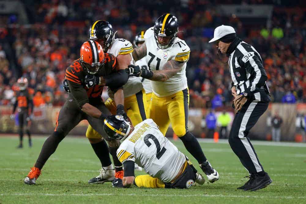 Pittsburgh Steelers quarterback Mason Rudolph is trending after fans saw a troll job done by Myles Garrett for a Halloween decoration
