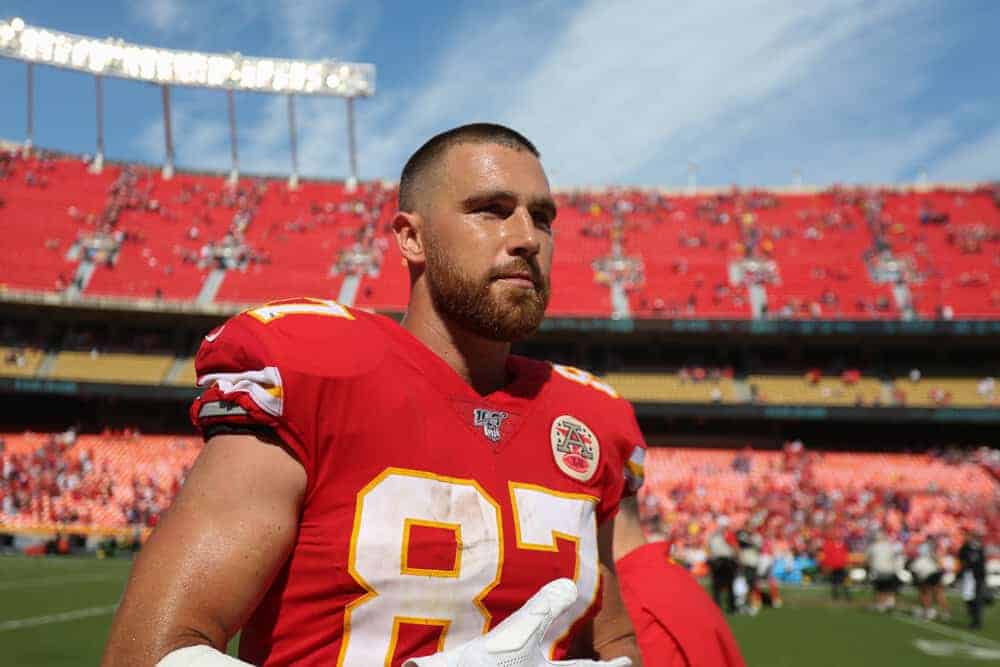 Travis Kelce suffered a knee injury in practice on Tuesday, putting his status for Thursday night's game against the Lions in jeopardy.