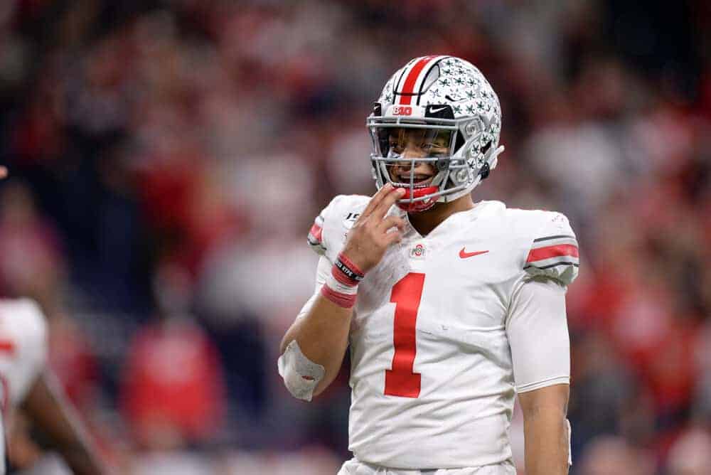 CFB DFS Picks for DraftKings and College Football betting picks for the National Championship Game Ohio State vs Alabama Justin Fields