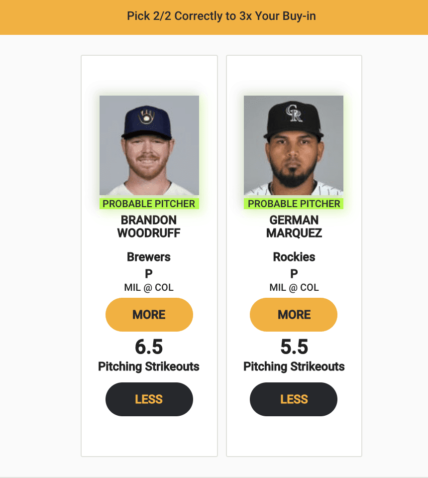 MLB picks Monkey Knife Fight MLB fantasy brandon woodruff strikeouts more or less Tonight THursday June 17 2021 Brewers Rockies expert projections simulations ownership rankings