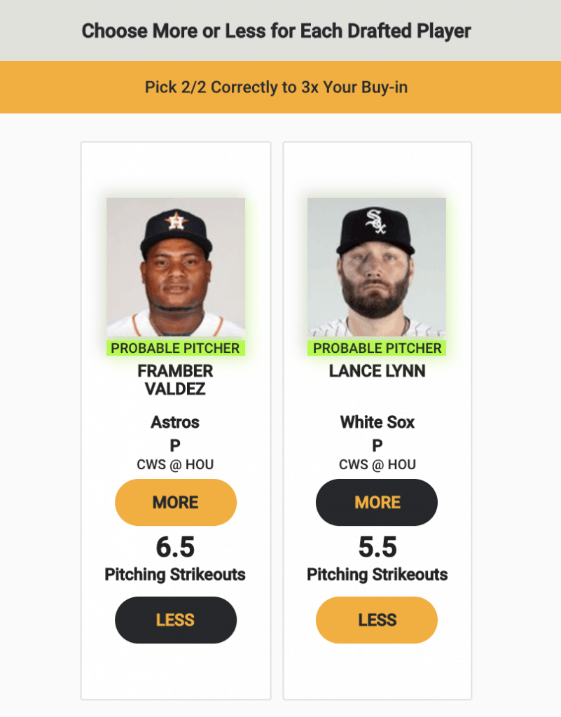 MLB Money Knife Fight Picks Lance Lynn Strikeouts over/under more or less tonight Saturday June 19 2021 White Sox daily fantasy baseball projections ownership rankings points tips advice cheat sheet