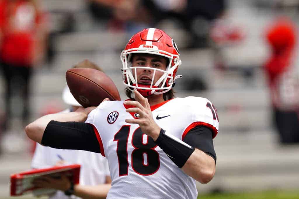 College football DFS CFB Picks DraftKings FanDUel Week 2 Georgia JT Daniels matchup breakdown NCAAF picks expert advice betting lines odds best bets today