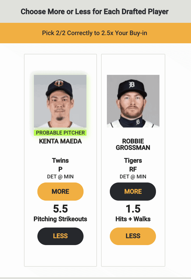 Free expert fantasy baseball MLB DFS player prop picks twins tigers kenta maeda fantasy points