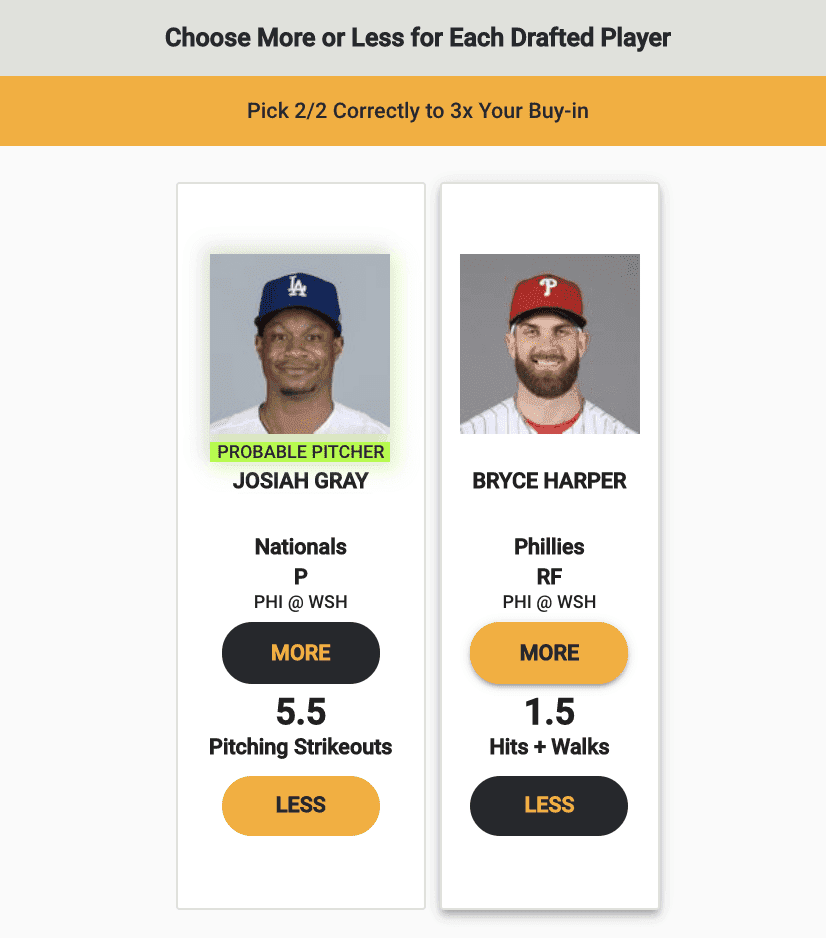 Free expert fantasy baseball MLB DFS Yahoo rankings Bryce Harper Monkey Knife Fight MKF picks projections predictions las vegas betting odds lines today prop bets over/under parlays