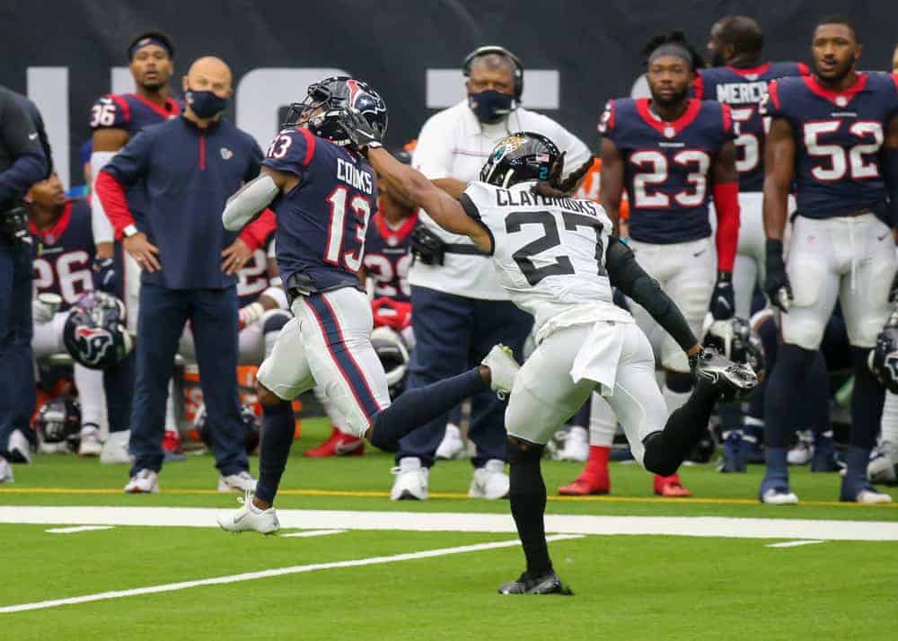 Yahoo NFL DFS Picks Week 3 Thursday Night Football Cheat sheet Panthers vs. Texans free expert rankings fantasy football projections Brandin Cooks