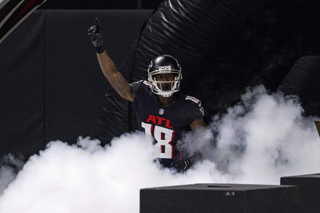 Yahoo NFL DFS picks lineup optimizer free optimal Week 7 daily fantasy football rankings ownership projections stacks Falcons Calvin Ridley today tonight this week