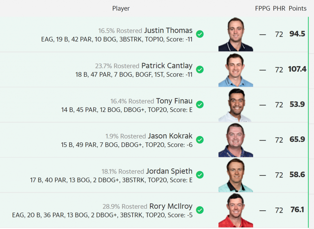 Yahoo PGA DFS Picks Fortinet Championship optimal lineup optimizer free expert rankings projections ownership best bets lines this week Jon Rahm Doug Ghim Webb Simpson