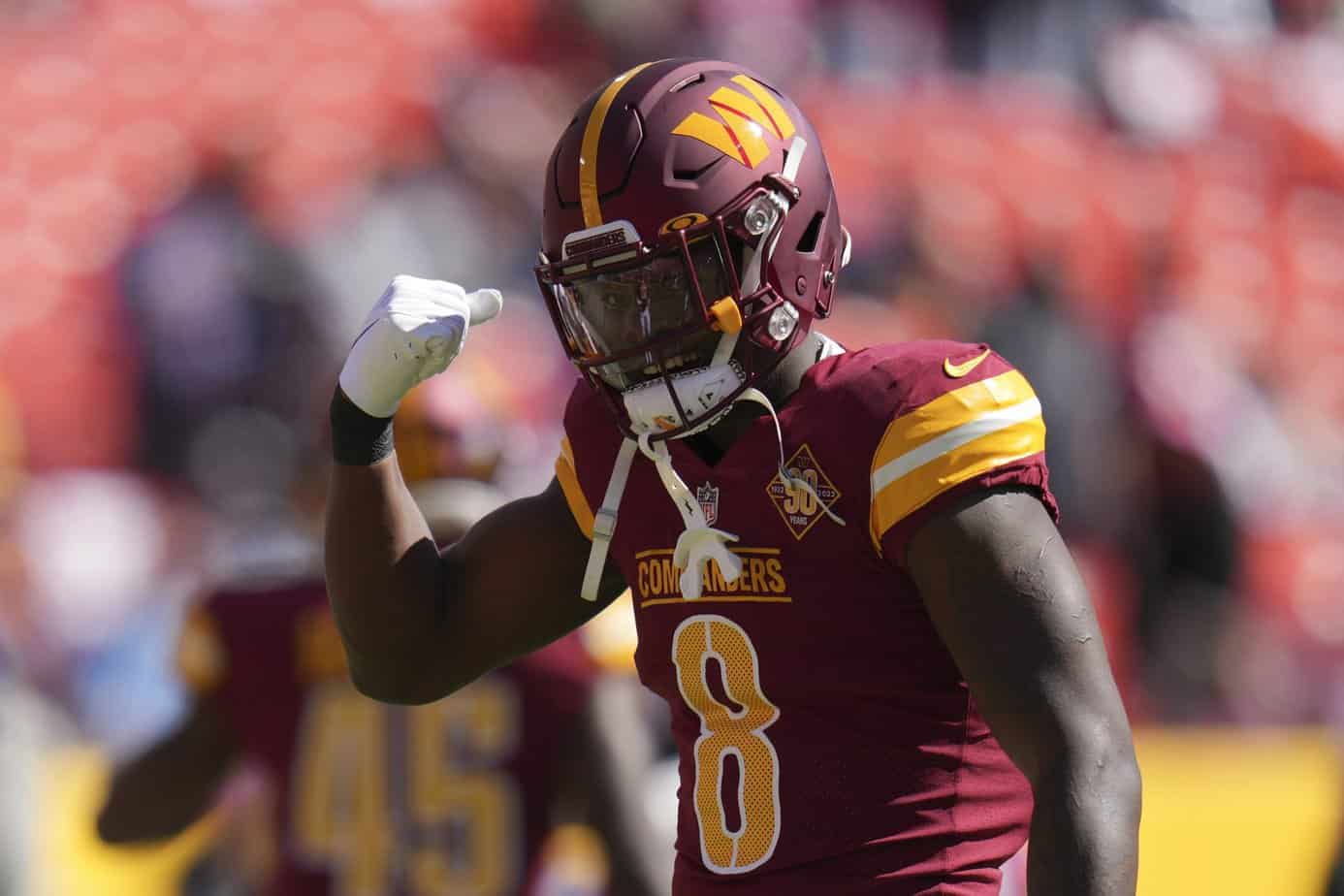 Let's look at the top NFL DFS running back picks and fades for Week 1 of the 2023 season. Our DFS projections think Brian Robinson...