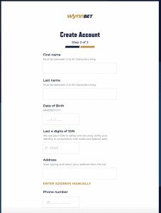 wynnbet registration step 2