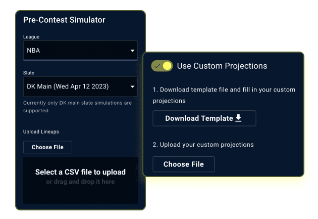 Upload DFS Lineups for Point Projection Simulations