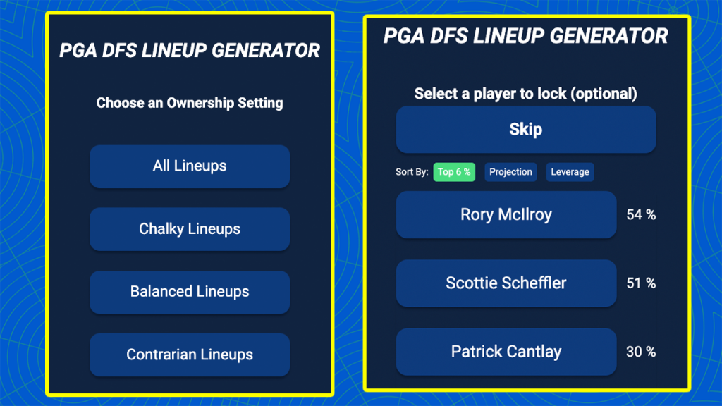 pga-dfs-projections lineup-generator the-masters