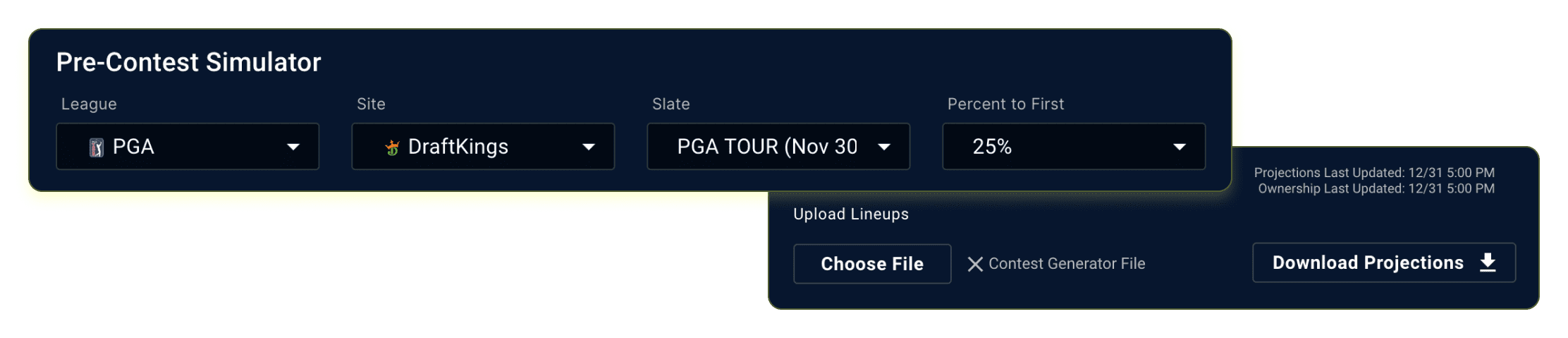 Golf & PGA DFS Pre-Contest Sims